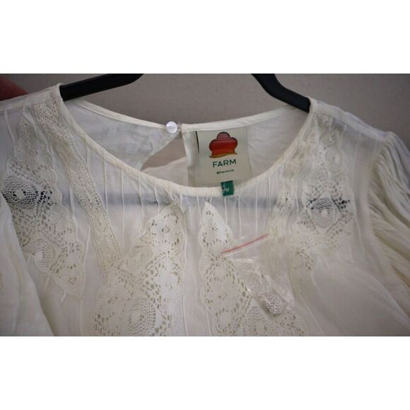 Farm Rio x Anthropologie Women's Sz Medium Ivory/Cream Lace Inset Blouse - Picture 4 of 13